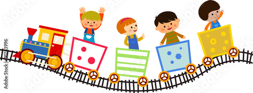 Children riding on the train