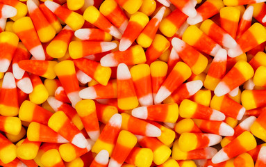 Candy corn for Halloween holiday background  