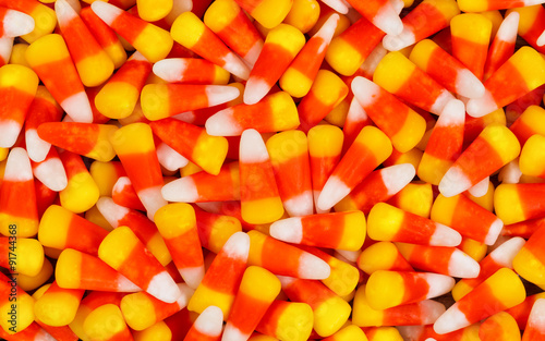 Candy corn for Halloween holiday background  