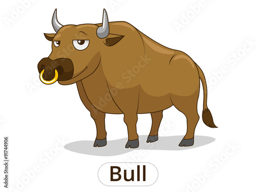 Bull animal cartoon illustration for children