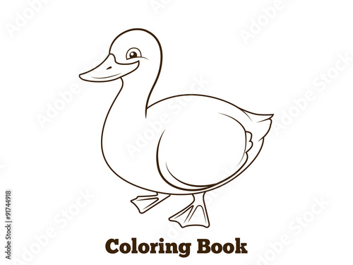 Coloring book duck cartoon educational illustration