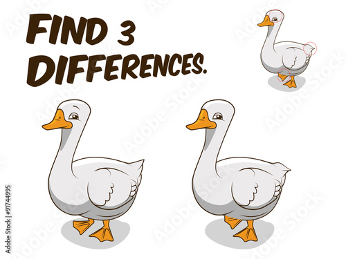 Find differences game goose vector illustration