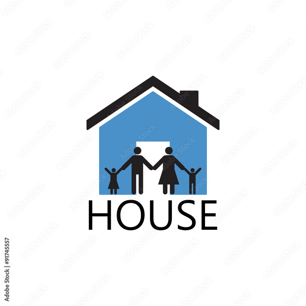 House Building and family ,vector silhouette Icons and symbol House Building and family ,vector silhouette Icons and symbol