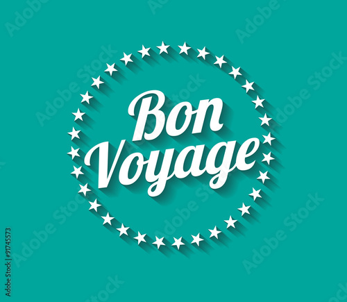 Bon voyage long shadow effect on blue background