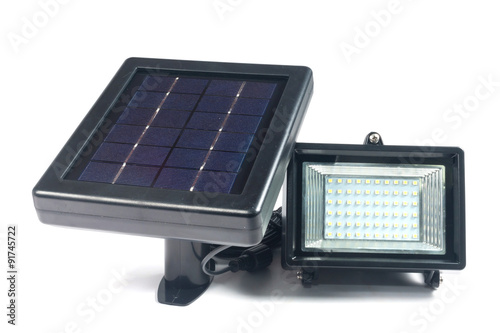 Solar panels with Spotlights isolate on white

