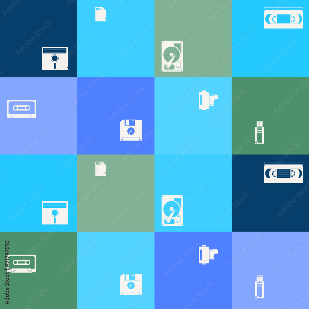 Seamless background with data storage icons for your design Seamless background with data storage icons for your design