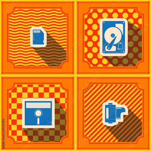 Seamless background with data storage icons for your design