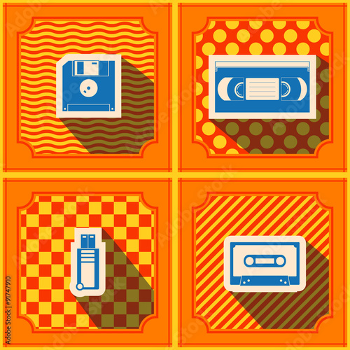 Seamless background with data storage icons for your design
