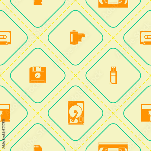Seamless background with data storage icons for your design