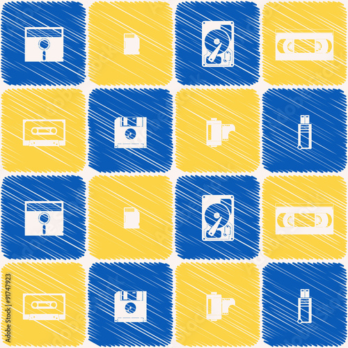 Seamless background with data storage icons for your design