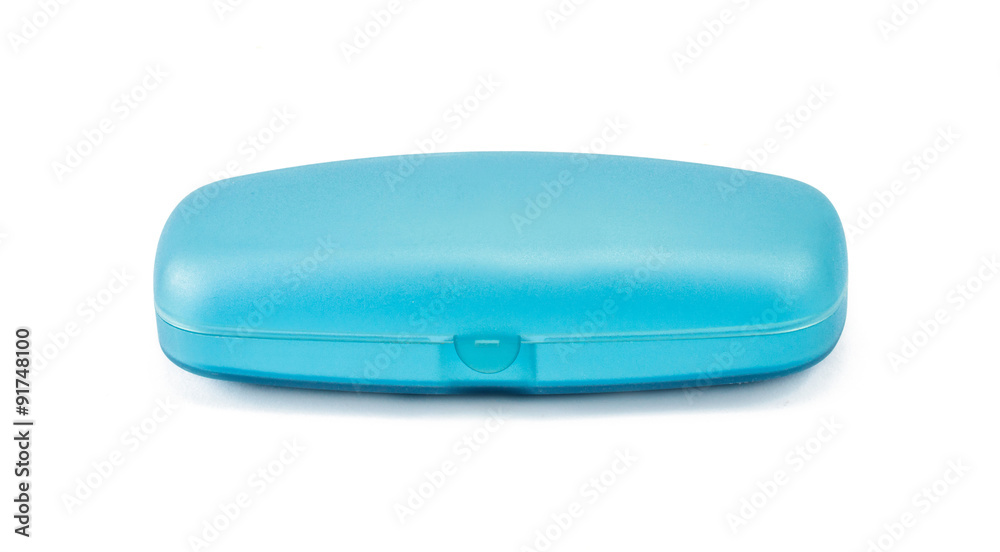 Blue Plastic Glasses Case isolated on white Blue Plastic Glasses Case isolated on white