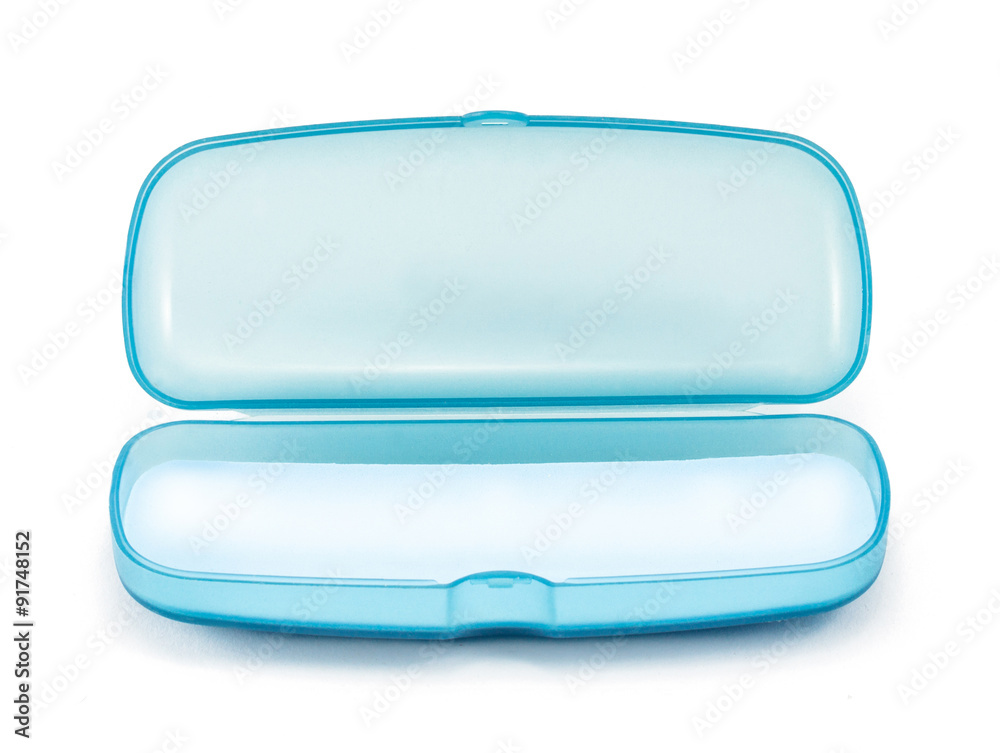 Blue Plastic Glasses Case isolated on white Blue Plastic Glasses Case isolated on white