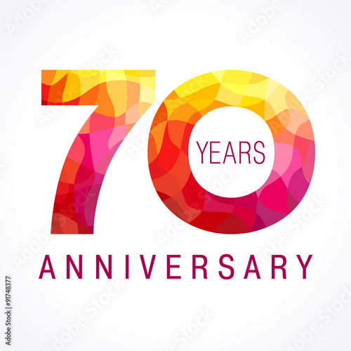 70 anniversary red number. The logotype of 70 anniversary in shades of red.