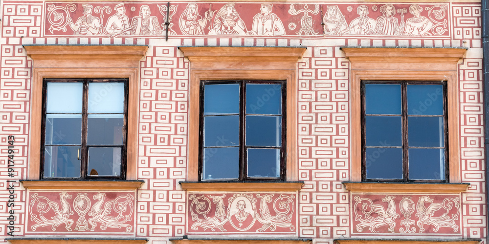 Fototapeta premium windows with an ornament on the wall