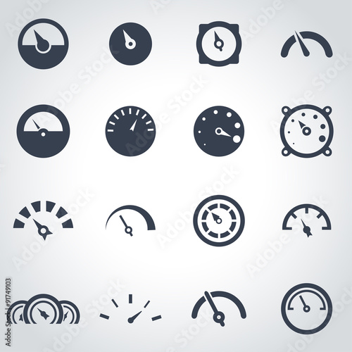 Vector black meter icon set
