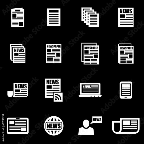 Vector white newspaper icon set