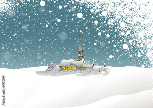 Winter Landscape and Snowin...