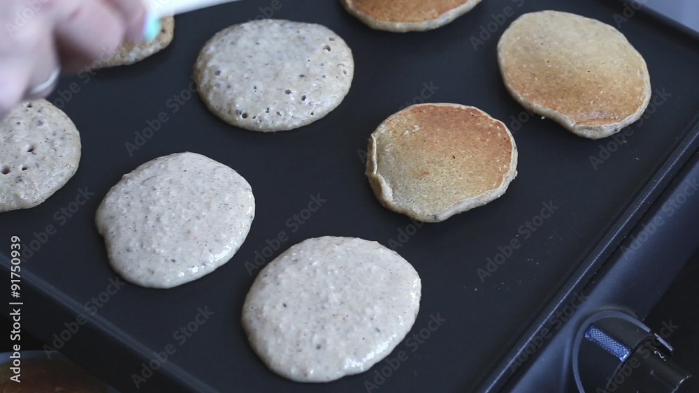 Cooking oat pancakes on electric barbecue
Cooking oat pancakes on electric barbecue
