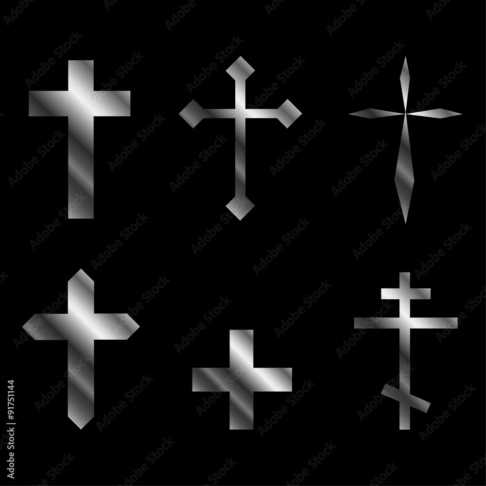 Obraz premium Silver christian crosses in different designs