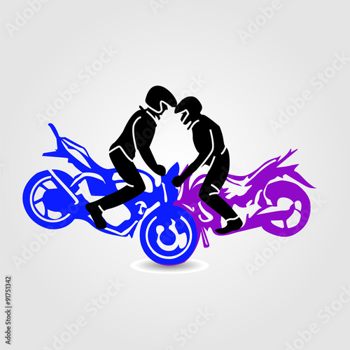 Men performing stunt on motorbike