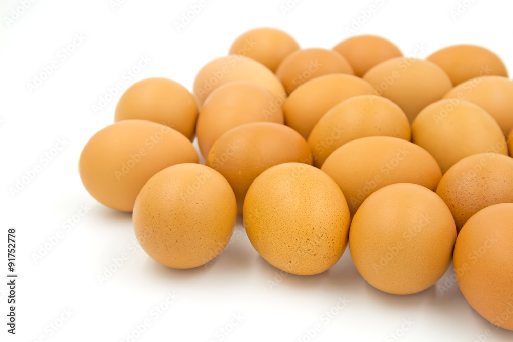 Eggs isolated on white background.Selective focus Eggs isolated on white background.Selective focus