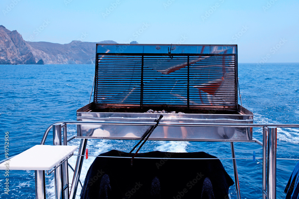 Barbecue grill on sea yacht deck, Greece Stock Photo | Adobe Stock