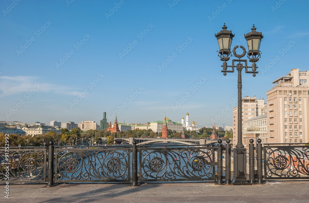 View of the Kremlin Embankment and Moscow river from the Patriarchal bridge