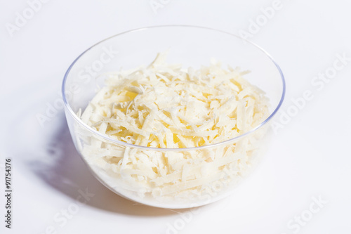 Grated cheese in a bowl