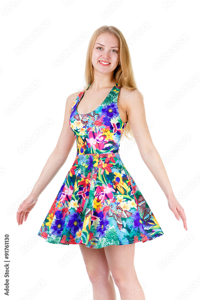 Smile beautiful young and cute blonde girl teenager whirl spinning around, isolated on white background, Positive human emotion Smile beautiful young and cute blonde girl teenager whirl spinning around, isolated on white background, Positive human emotion