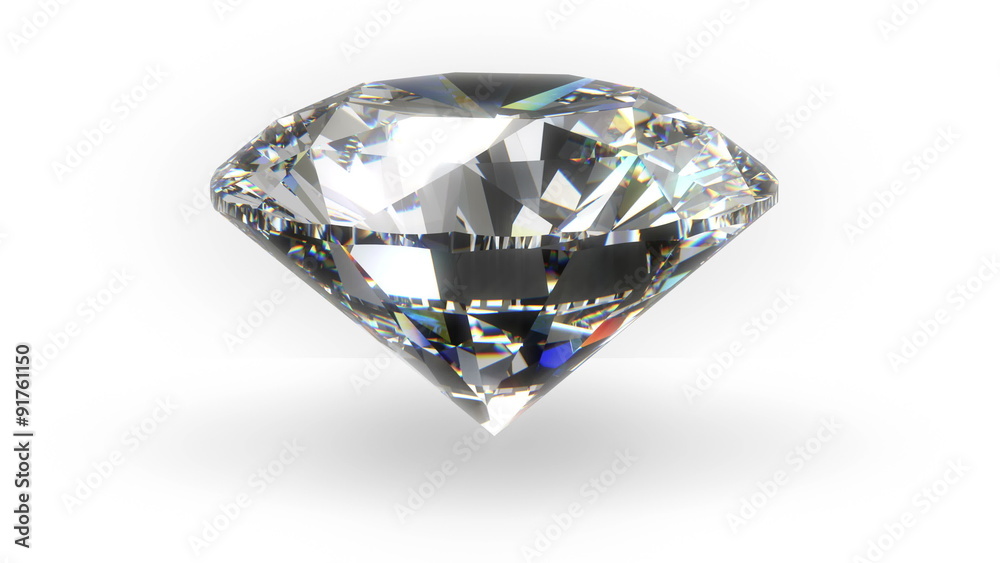 Spinning diamond on white background - isolated with alpha mask