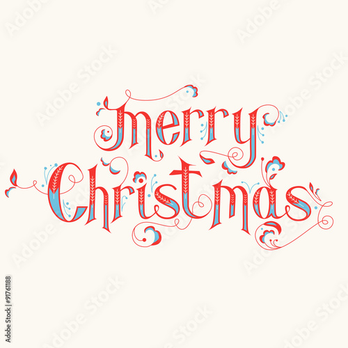 Vintage Christmas Calligraphy Card - Merry Christmas Lettering