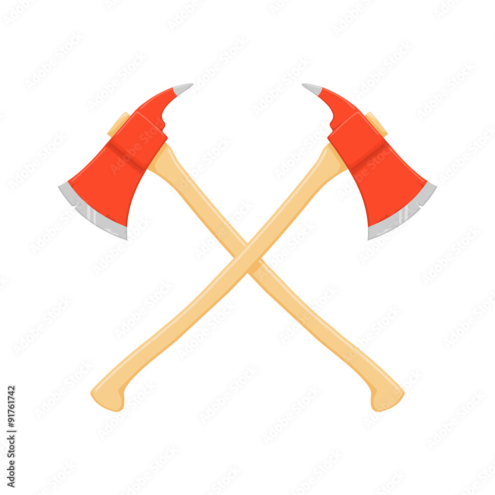 A vector illustration of two crossed axes Crossed fire axes Icon