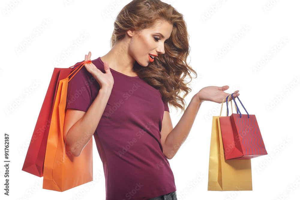 Woman and autumn shopping