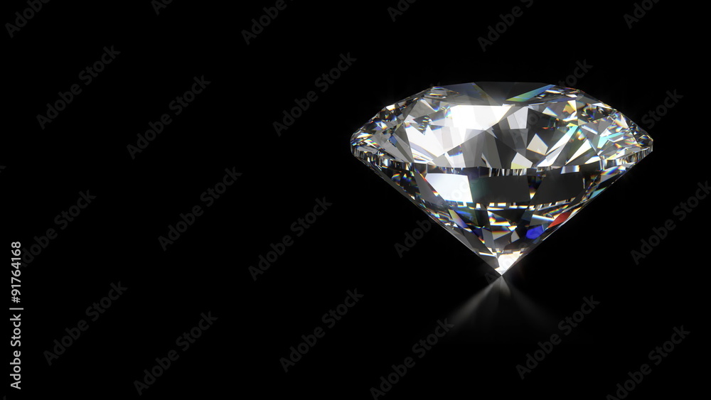 Spinning diamond on black with place for text Spinning diamond on black with place for text