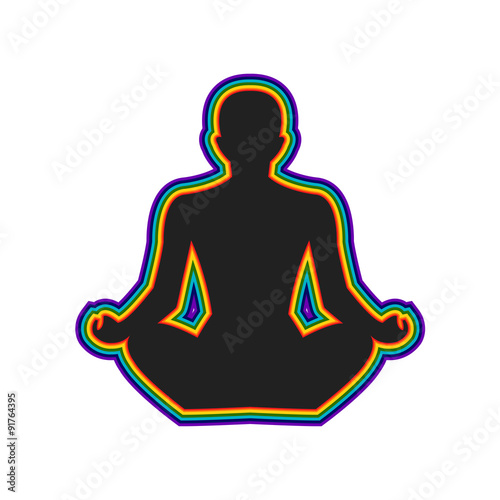 Meditation silhouette with aura