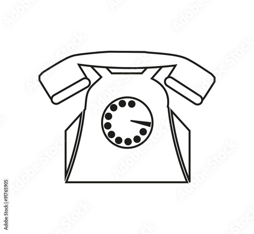 Retro telephone vector icon in contour