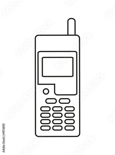 Retro mobile phone icon in contour