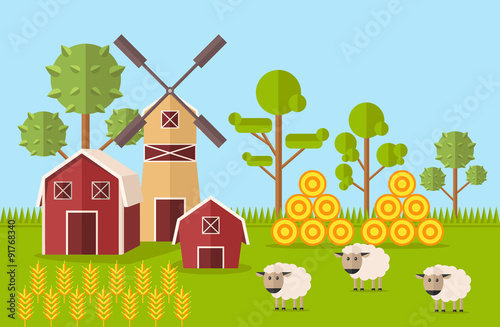 Vector farm flat illustration
