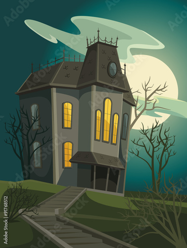 Halloween house. Vector cartoon illustration