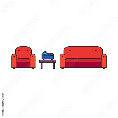 Presentation room with projector and comfortable seats