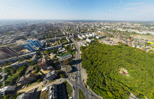 Fototapeta Naklejka Na Ścianę i Meble -  Aerial view of downtown. Crossroads, houses, buildings and parks