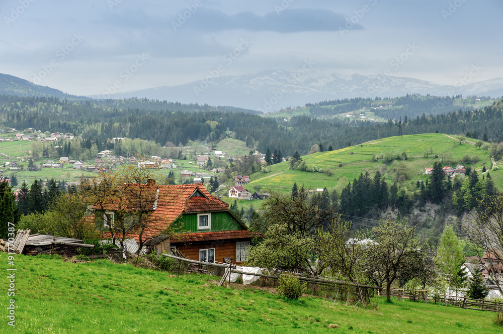 Fototapeta premium Carpathian mountains village