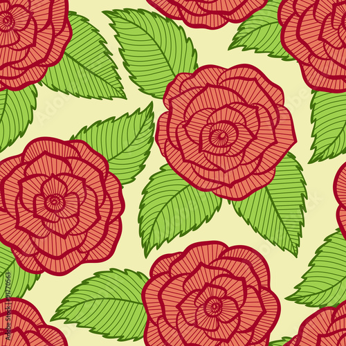  seamless pattern in roses and leaves lace.