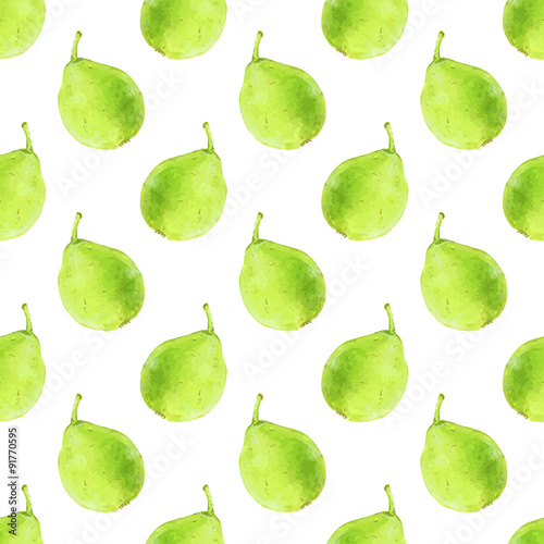 Pears. Seamless pattern with fruits. Hand-drawn background