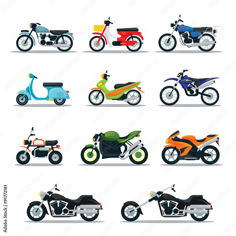 Fototapeta premium Motocykliści, rowerzyści, Multicolor