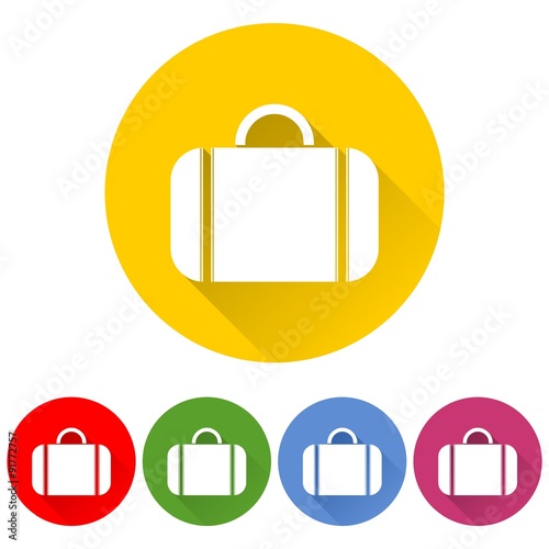 Bag icon with long shadow set
