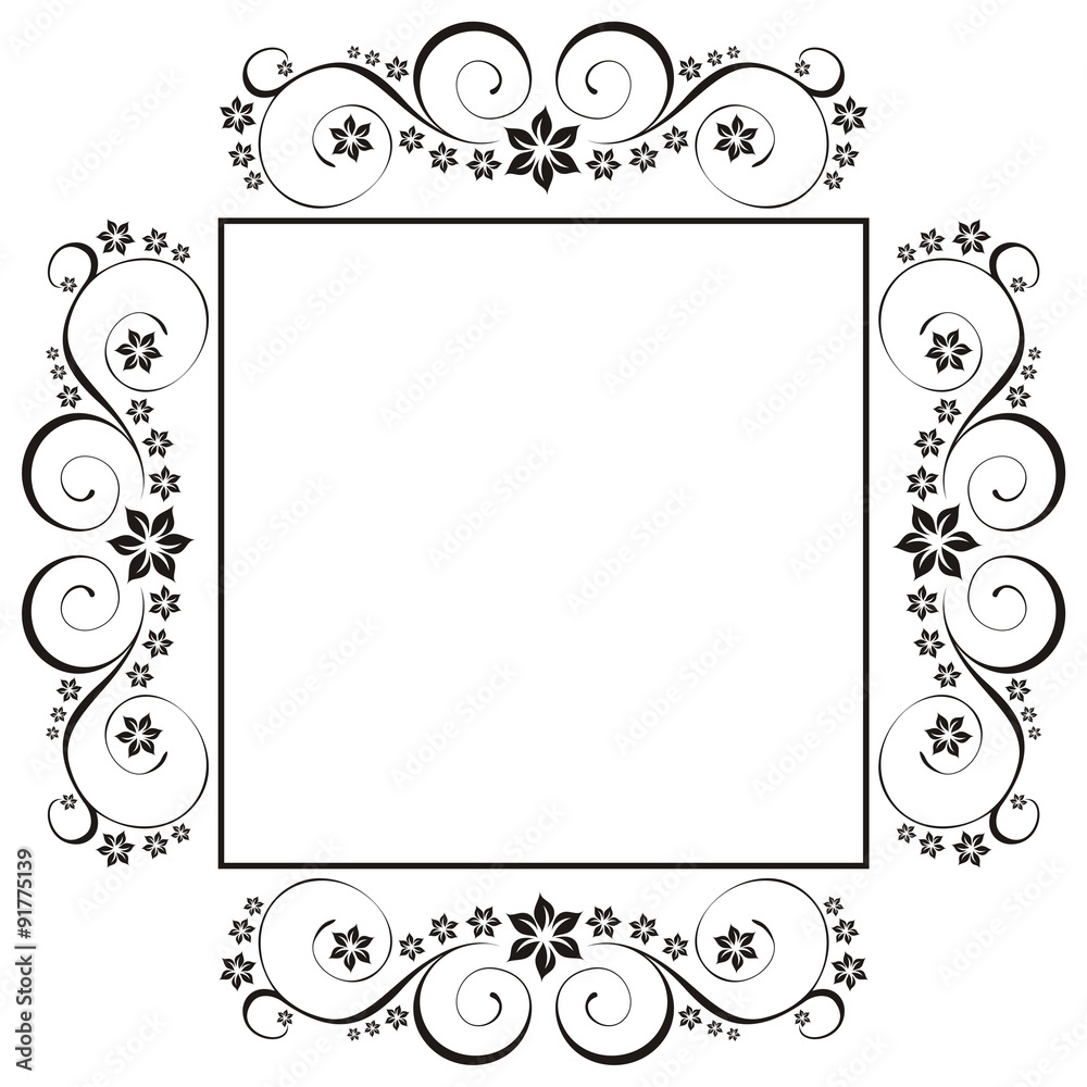 Square Vintage Frame Vector. frames and vignette for design template. Elements in Victorian style. Ornate decor for invitations, greeting cards, certificate, thank you message.