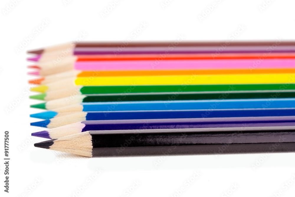 Colorful wooden pencils isolated on white background