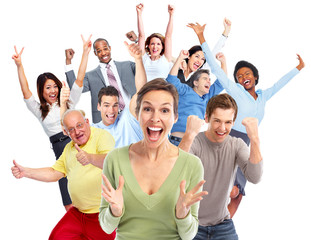 Happy people crowd.