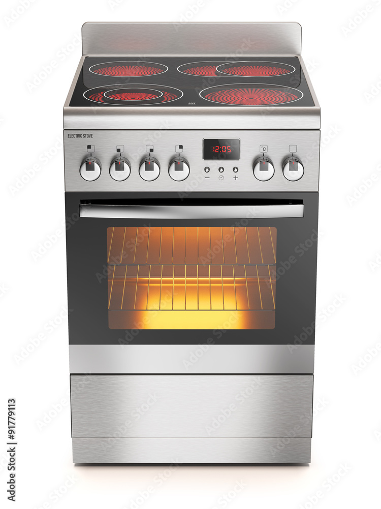 Fotografie Kitchen electric stove isolated on white background 3d